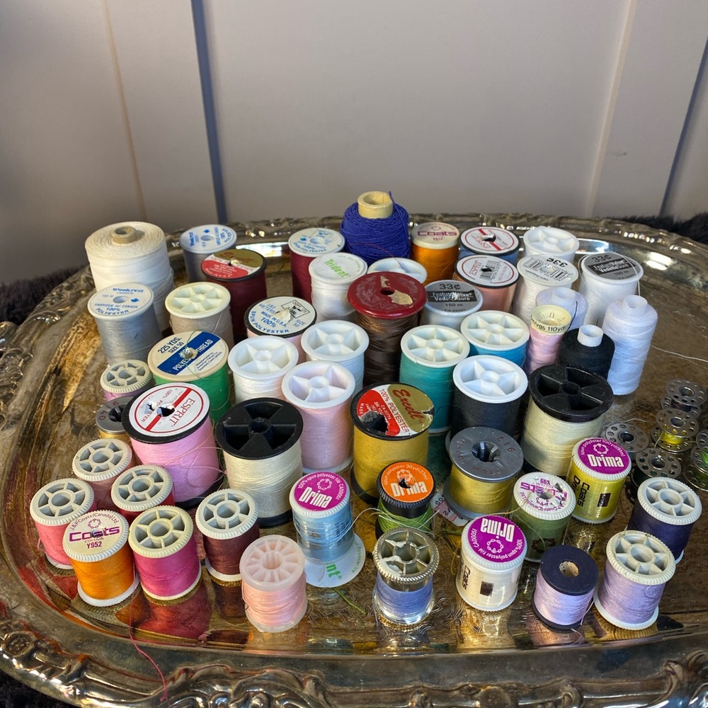 Vintage 50 Spools of Threads Sewing Supplies